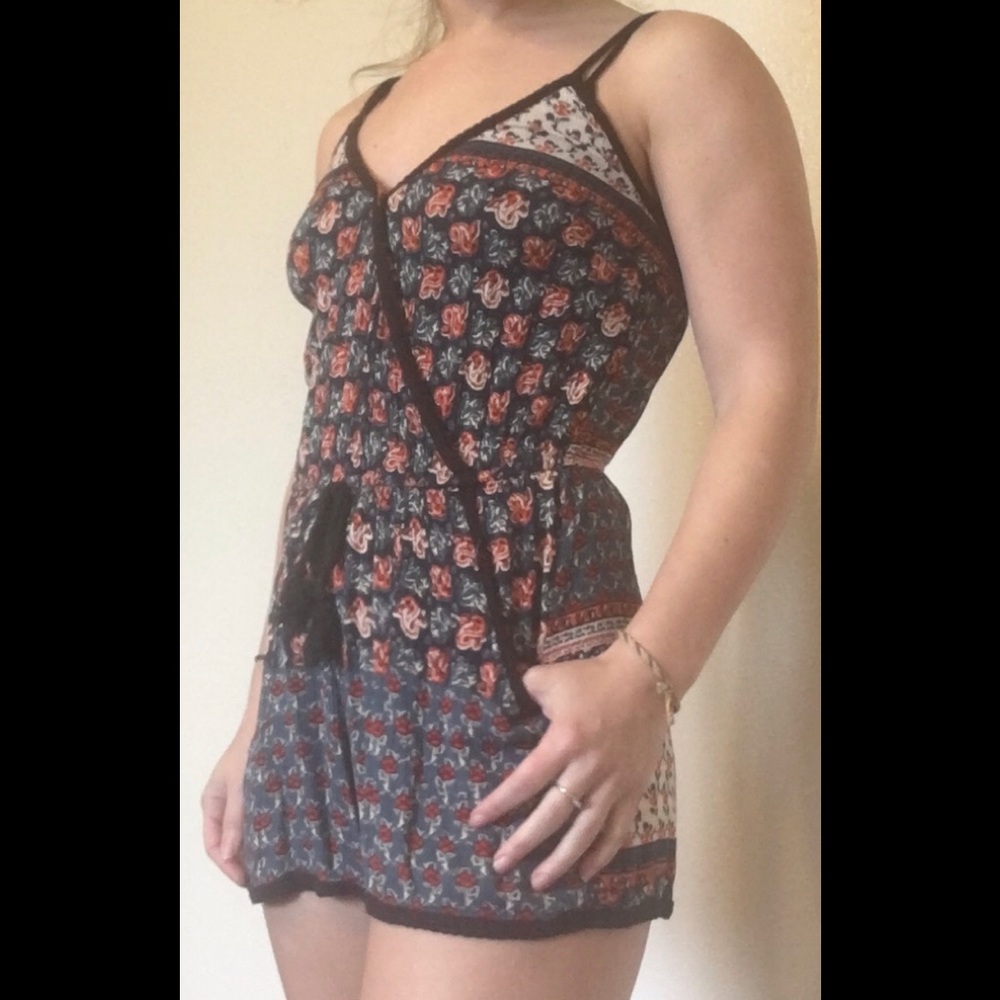 Printed Romper with Spaghetti Straps